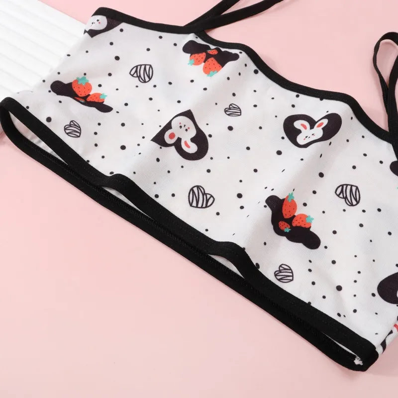 Girls' Camisole Style Bra Girls' Developmental Period Vest Cute Printed Children's Underwear Comfortable Lightweight Breathable