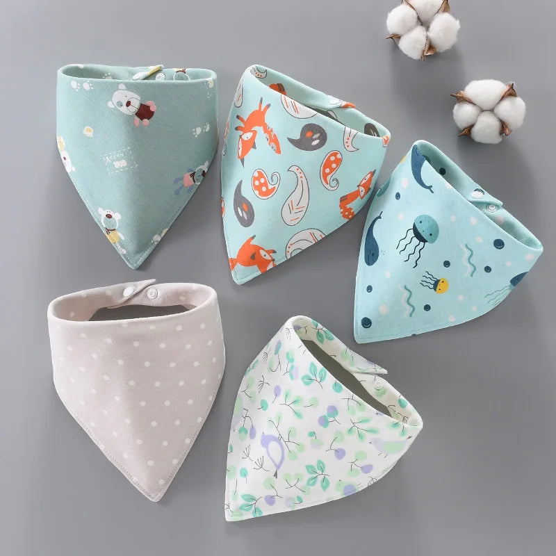 5pcs Baby Saliva Towel Triangle Scarf Pure Cotton Bandana Bibs Newborn Boys Girls Absorbent Cloth Bib Saliva Scarf