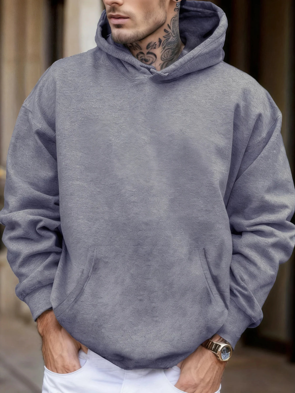 Autumn Soft Solid Sweatshirt Street Comfy Tracksuit Fleece Pocket Hoodies Man Basic Warm Streetwear Casual Loose Clothes Unisex
