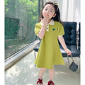 New Casual Teenagers Girls Dress Summer Princess Cartoon Heart Lapel Dresses For 2-12 Years Girl Children Birthday Present