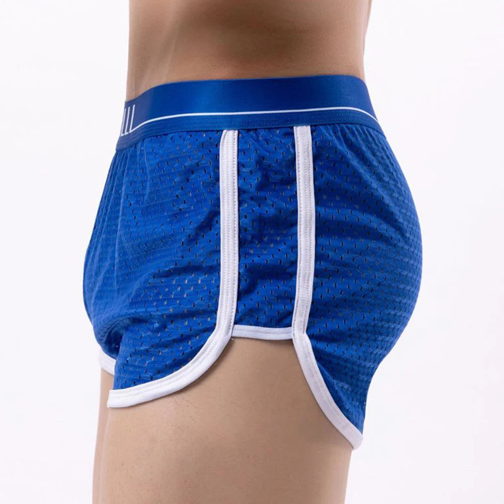Sexy Men Ice Silk Mesh Seamless Boxer Briefs Pouch Underwear Shorts Trunks Underpants Breathable Loose Elastic Men's Boxers