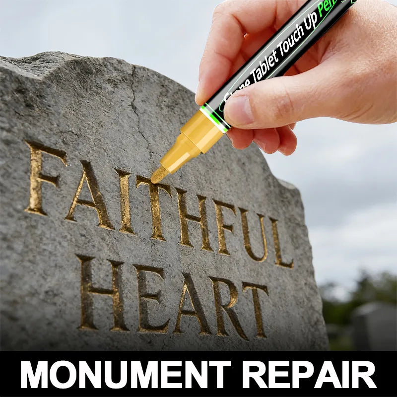1PCS Professional Gold Tombstone Repair Pen 3mm Waterproof Metallic Inscription Marker Large Capacity Grave Stone Restoration
