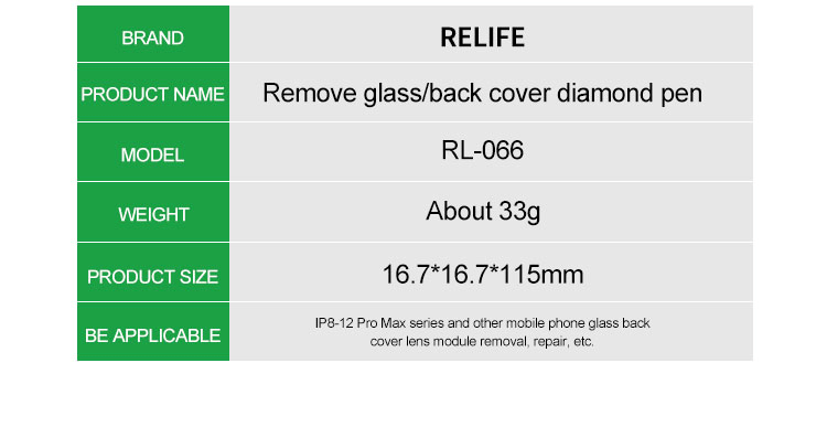 RELIFE RL-066 Glass Breaking Pen For iPhone For Huawei Cell Phone Rear Housing Battery Glass Cover Breaker Blasting Tools