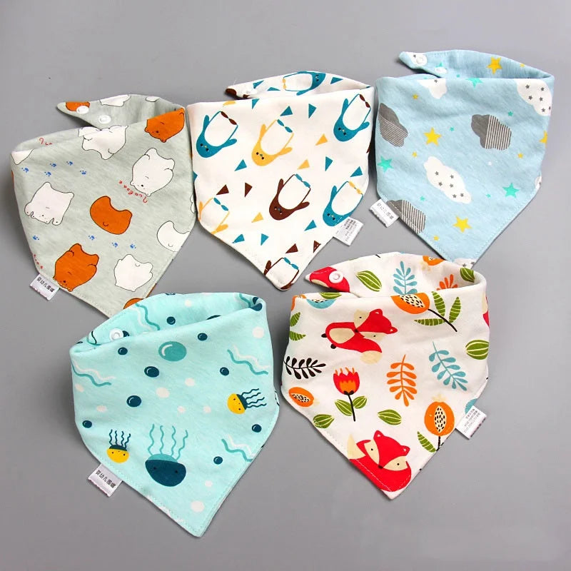 5pcs Baby Saliva Towel Triangle Scarf Pure Cotton Bandana Bibs Newborn Boys Girls Absorbent Cloth Bib Saliva Scarf