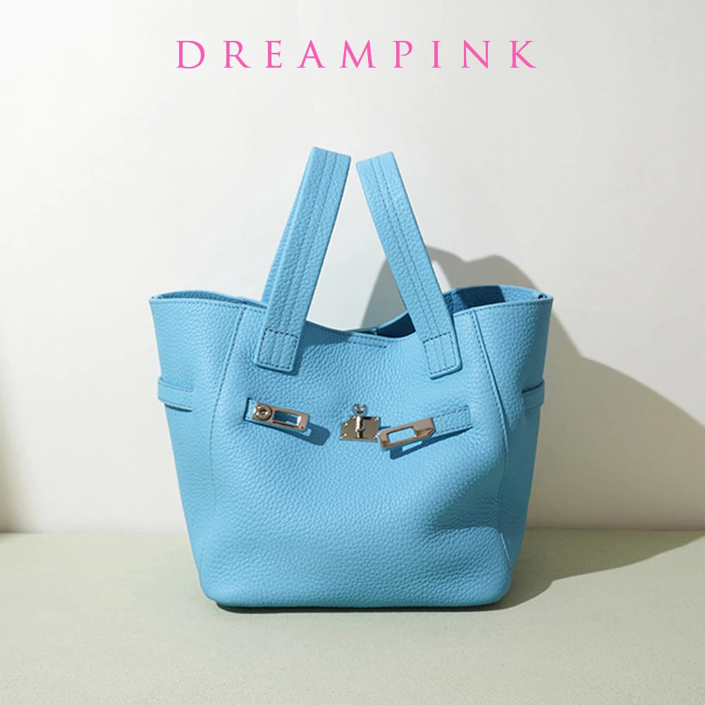 Fashion Original Brand Women Bag Genuine Leather Female Top Handle Soft New Handbags Custom Name Luxury Designer Tote Bucket Bag