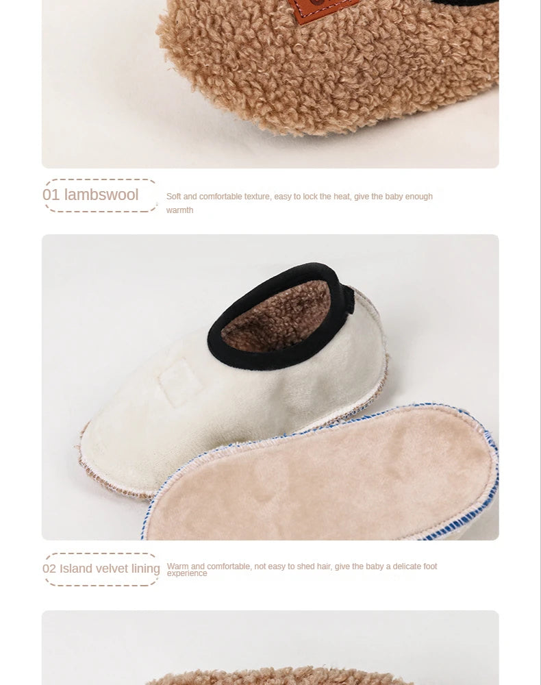 Autumn Winter Warm Baby Slippers Toddler Plush Floor Sock Shoes Boys Girls Soft Anti-slip Walking Shoes Indoor Home Kids Socks