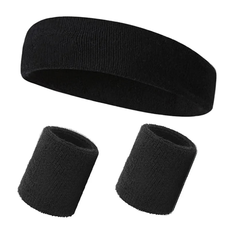 3PCs/set Mens Sports Headband Sweatband Stretch Elastic Outdoor Sport Sweat Headband Wristband Women Gym Running Tennis Headwrap