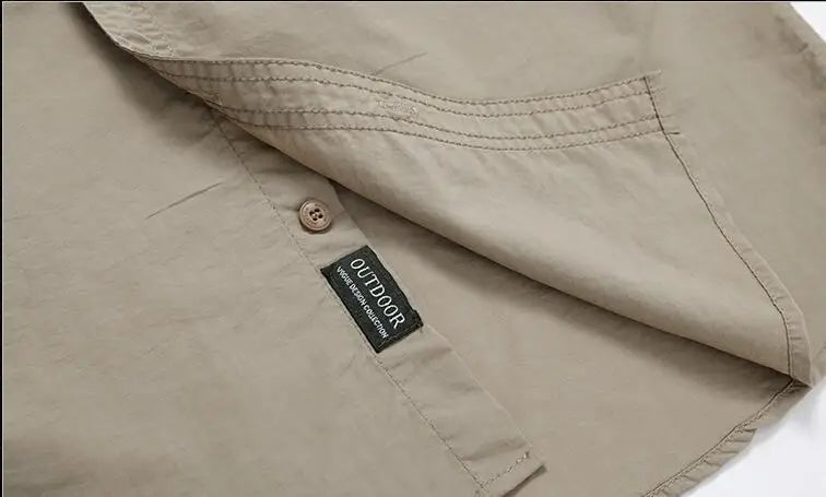 Men Outdoor Thin Breathable Comfortable Cargo Shirts Male Multi Pockets Tooling Shirts New Spring Male Mountaineering Shirts