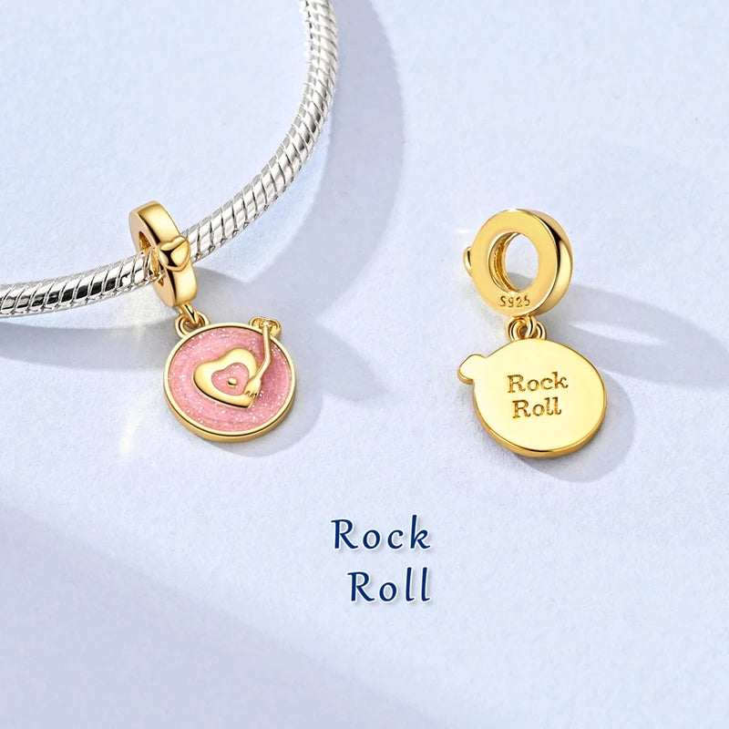Original 925 Sterling Silver Charm Bead Golden Series Zircon Pendant Fit Original Bracelet Necklace For Women DIY Jewelry Gift