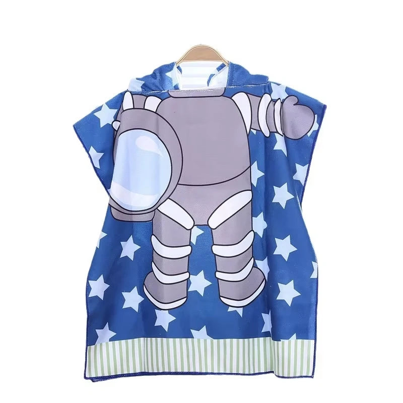 Newborn Wrap Blanket Cartoon Child Kid Hooded Cloak Infant Bathrob Baby Bath Towel Robe Cotton Boy Girl Beach Robe Astronaut Cap