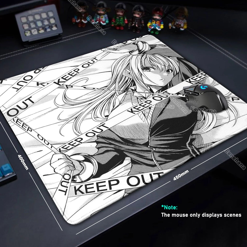 Red Eye Girl Art Black & White Line Gaming Mouse Pad Speed E-Sports Waterproof Kawaii 45x40 PC Gamer Accessories Office DeskMat