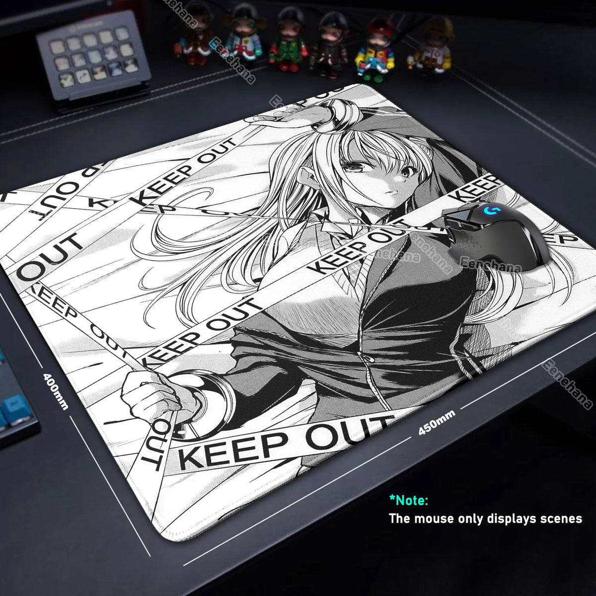 Red Eye Girl Art Black & White Line Gaming Mouse Pad Speed E-Sports Waterproof Kawaii 45x40 PC Gamer Accessories Office DeskMat