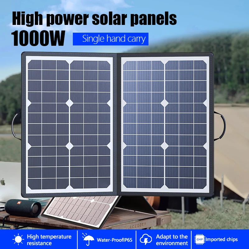 1000W Portable Foldable Solar Panel Kit Complete Solar Power Station 18V Generator Charger for Car Boat Caravan Camping Outdoor
