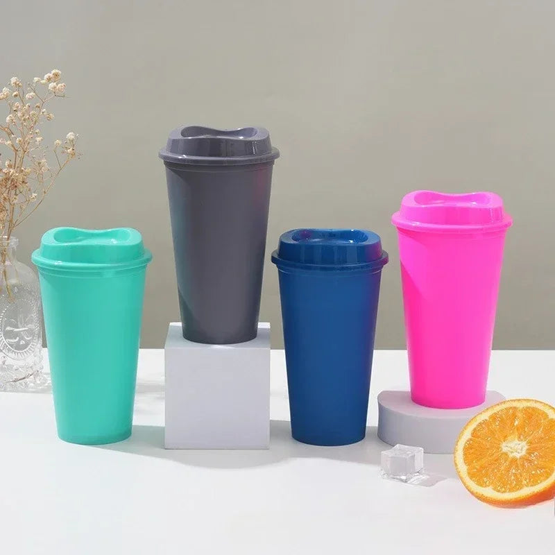 1pcs 475ml  Reusable Plastic Straw Cup 16OZ  Large Capacity Leakproof Travel Tumbler for Coffee Smoothie Home Birthday Party