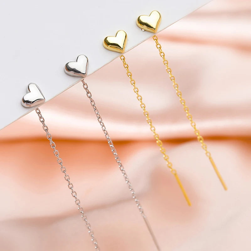 925 Sterling Silver Ear Buckle Retro Metal Heart Pendant Hoop Earrings for Women CZ Huggie Earrings Fashion Females Jewelry