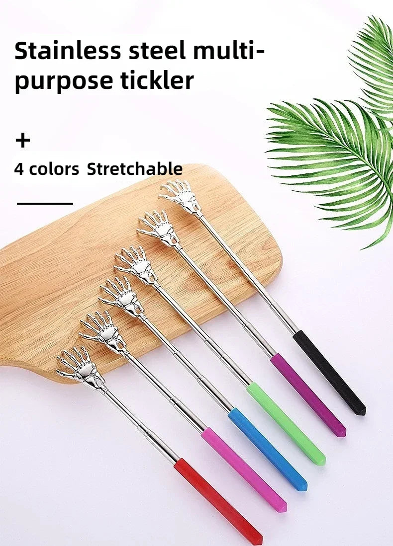 1PC Extendable Back Scratcher Stainless Steel Portable Telescopic Rubber Handle Back Scratchers For Halloween Christmas