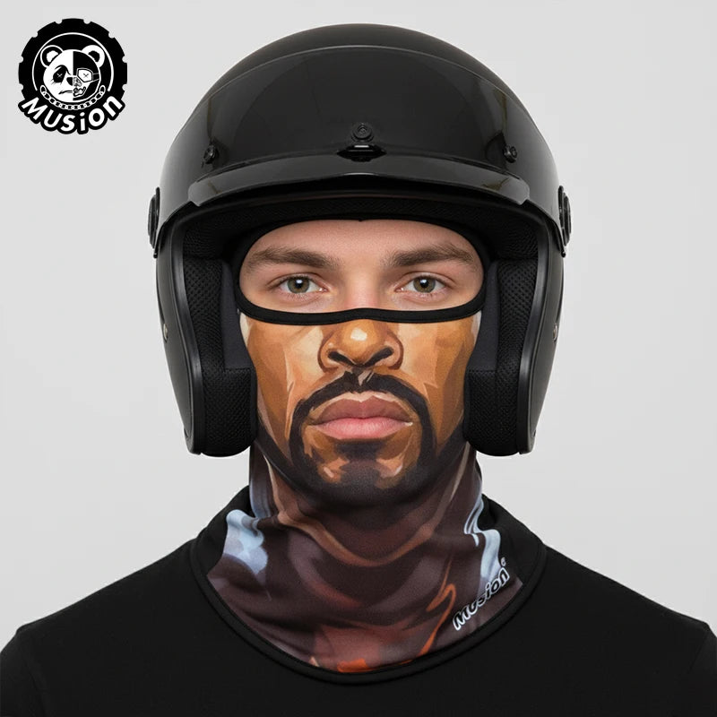Musion Balaclava Helmet Liner Full Face Mask Skull Print Moto Topeng Muka Rider for Cycling and Riding Motorcycle