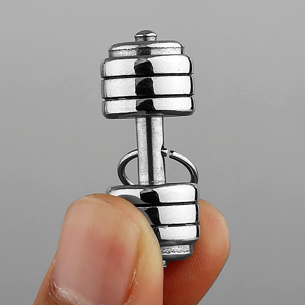 Men's Fitness Dumbbell Pendant Necklace Punk Hip Hop Silver Color Stainless Steel Necklace Jewelry Gift for Boyfriend
