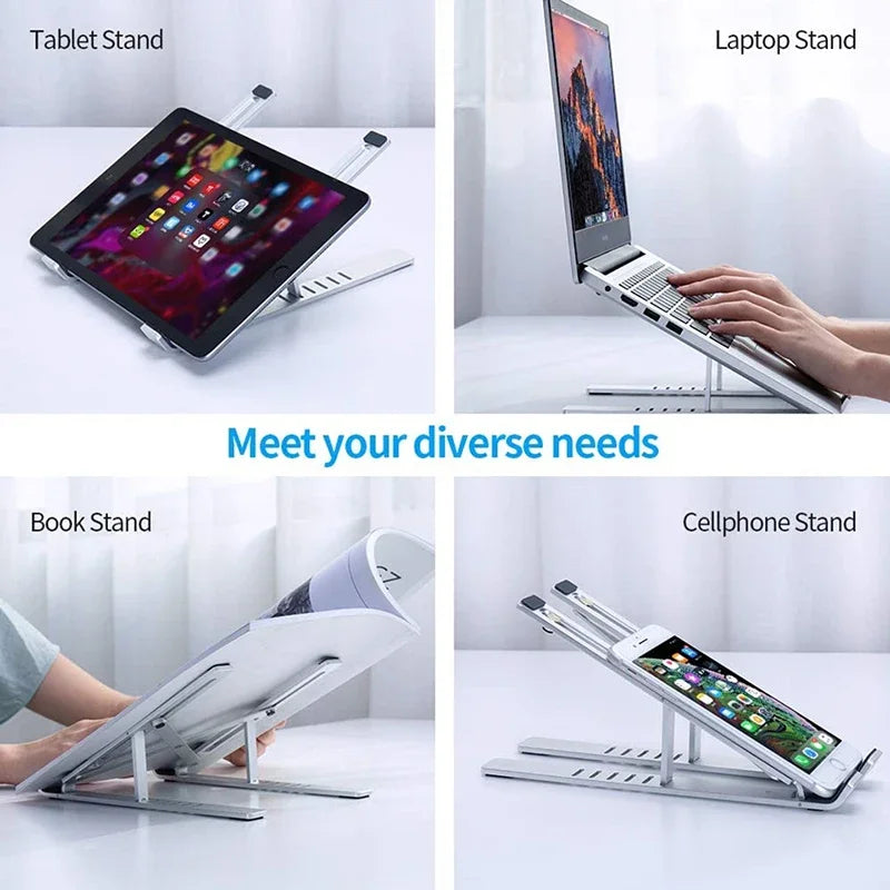 Adjustable Foldable Aluminum Alloy Laptop Stand, Portable Lifting Cooling Non-Slip Notebook Computer Holder Bracket