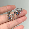 New Y2K Blue Zircon Star Tassel Pendant Earrings For Women Men Silver Color Ear Buckle Jewelry Gift Accessories Wholesale Sales