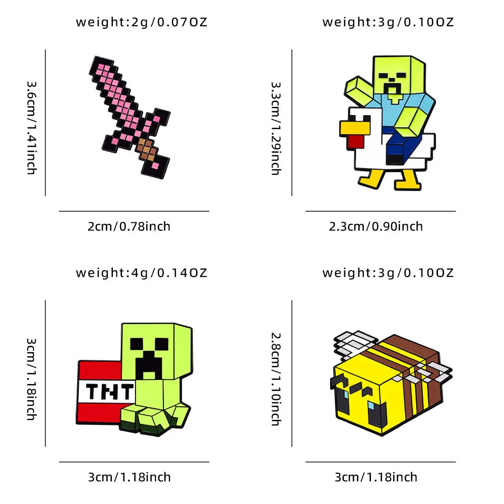4/8pcs Adventure Enamel Pins Set, Pixel Game Character Metal Lapel Brooches, Cute Monster Decorative Badges for Backpack