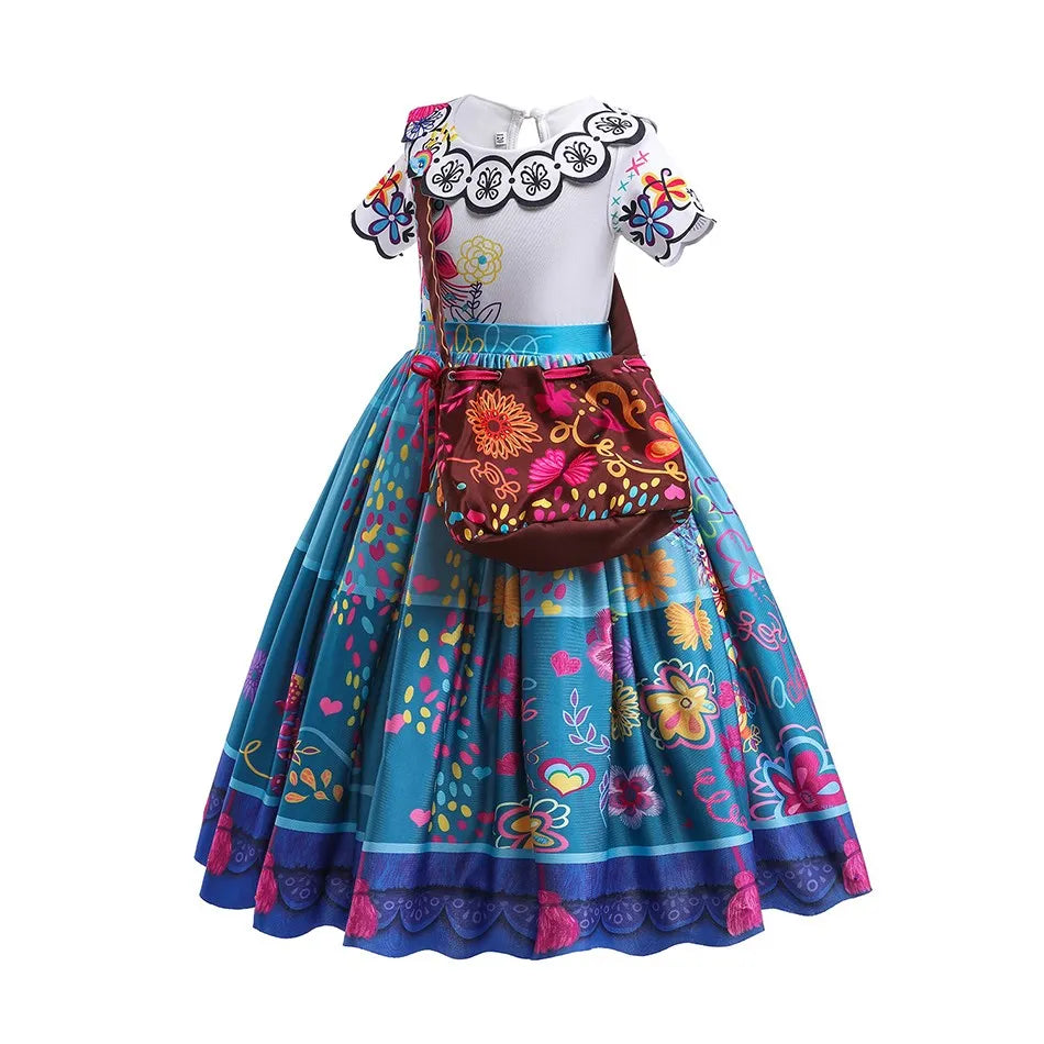 Children Princess Dress Kids Flower Madrigal Cosplay Costume Girls Mirabel Christmas Halloween Clothes Summer Outfit 2-10 Years
