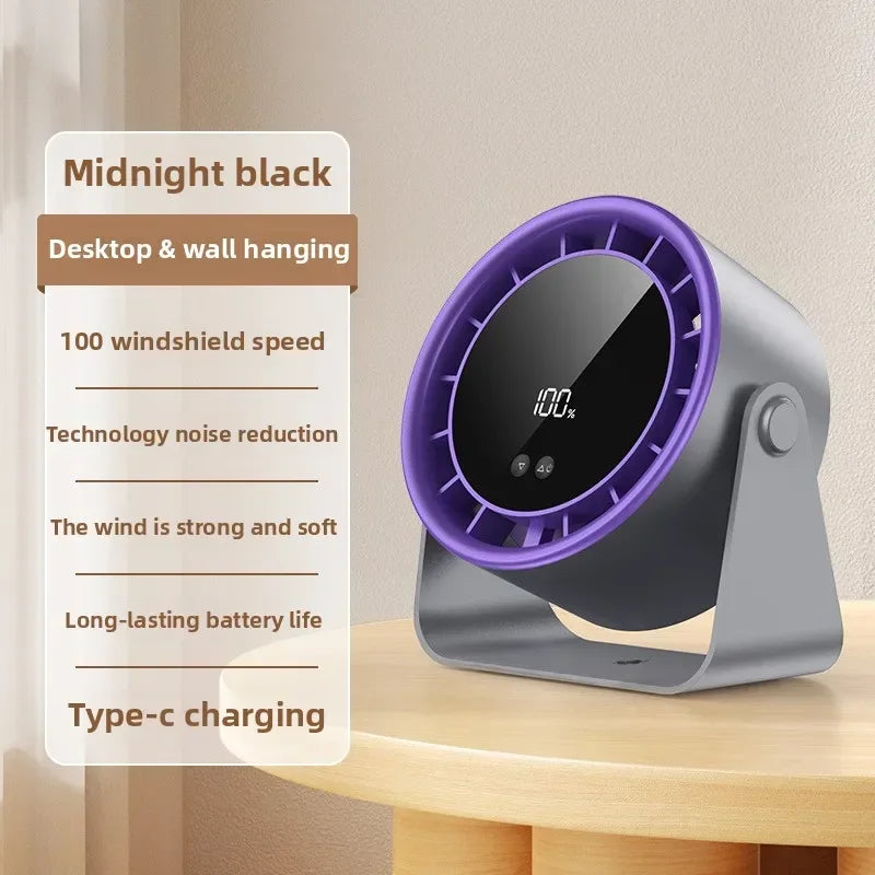 A little expert in life 100-Speed Desk Fan Clamp Fan LED Display Office Home Charge Wall-Mounted Hand-Free Fan