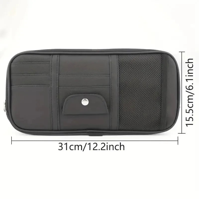 1 Piece Car Sun Visor Organiser, Sunglasses Holder with Zip Pouch for Car, Truck, SUV Car Interior Accessories