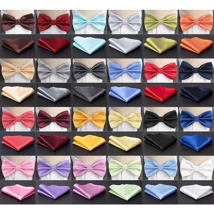 Men Bowtie Cravat Set Solid Fashion Butterfly Party Wedding Bow Ties Girls Formal Dress Tie Mens Bowknot Fashion Accessories