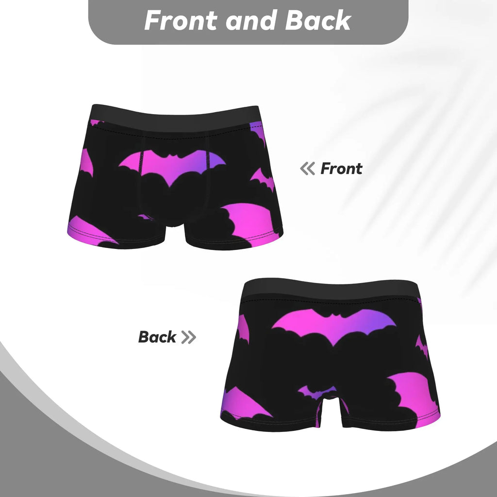 Neon Purple Bat Seamless Pattern  Underpants Breathbale Panties Man Underwear Print Shorts Boxer Briefs