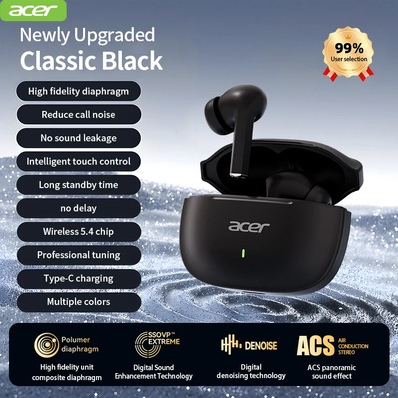Acer Ohr504 Wireless Bluetooth Headphones, In-Ear Design, Noise Reduction, Comfortable to Wear, Suitable for Sports and Running, Compatible with Mobile Phones, Tablets, and Laptops, Women's Model, Multiple Colors