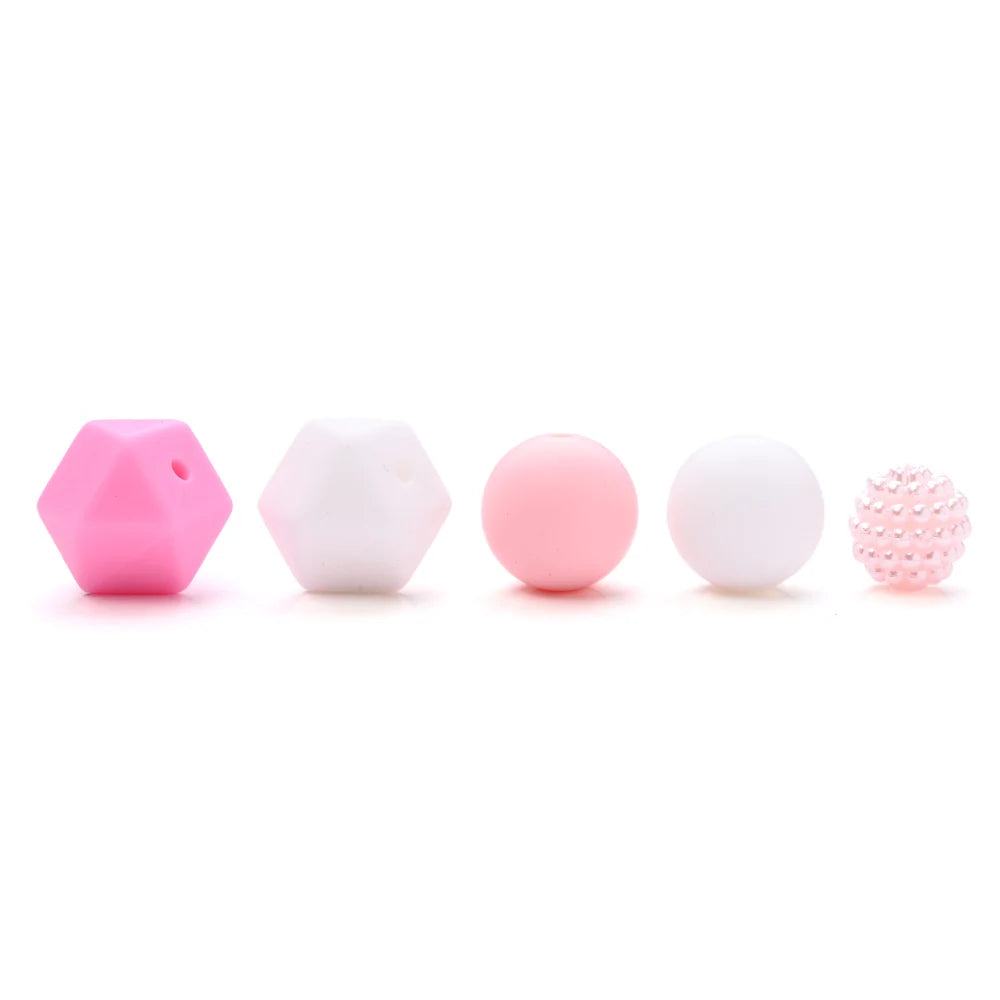 7Pcs Silicone Bead Set Soft Non Toxic Biteable Silicone Beads for Handmade Pacifier Chain Teeth Grinding Jewelry