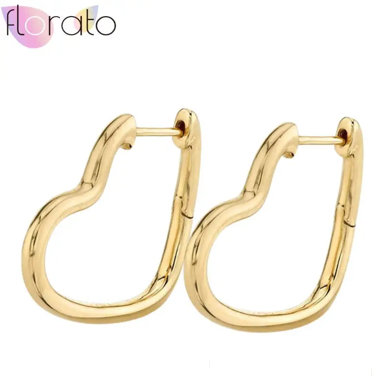925 Sterling Silver Ear Buckle Retro Metal Heart Pendant Hoop Earrings for Women CZ Huggie Earrings Fashion Females Jewelry