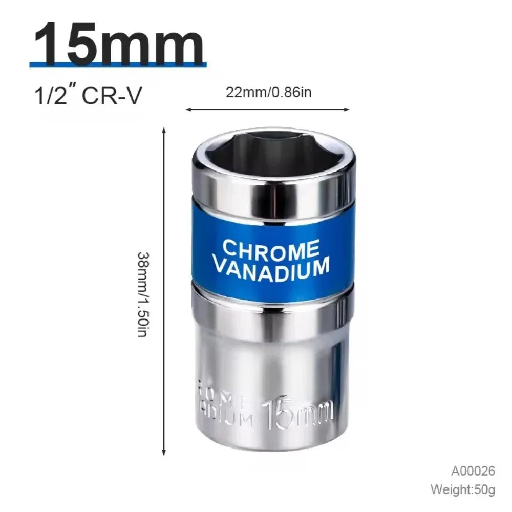 8mm-32mm 1/2" Drive Deep Impact Socket Set Drive Metric Wrench Socket Deep Impact Socket Pneumatic Wrench Head Tire Removal Tool