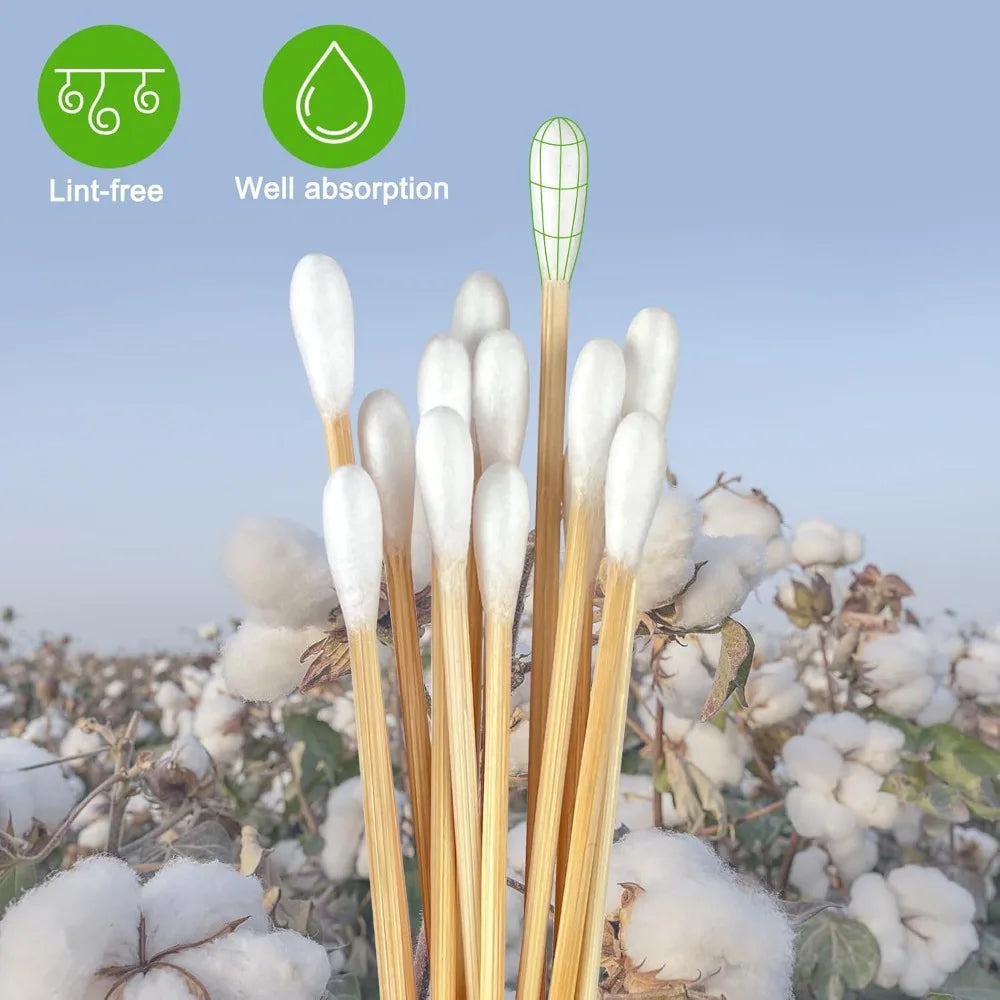 100/300/500pcs Double Pointed Cotton Swab Applicators - 6 Inch Long Cotton Swabs for Tattoo, Cleaning, Makeup & Ear Cleaning