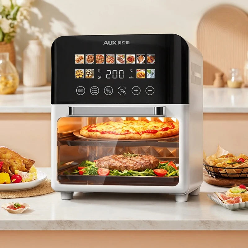Air Fryer 20L Household Visual Automatic Flip Free Multifunctional Touch Screen Double-Layer Steam Oven Integrated Machine