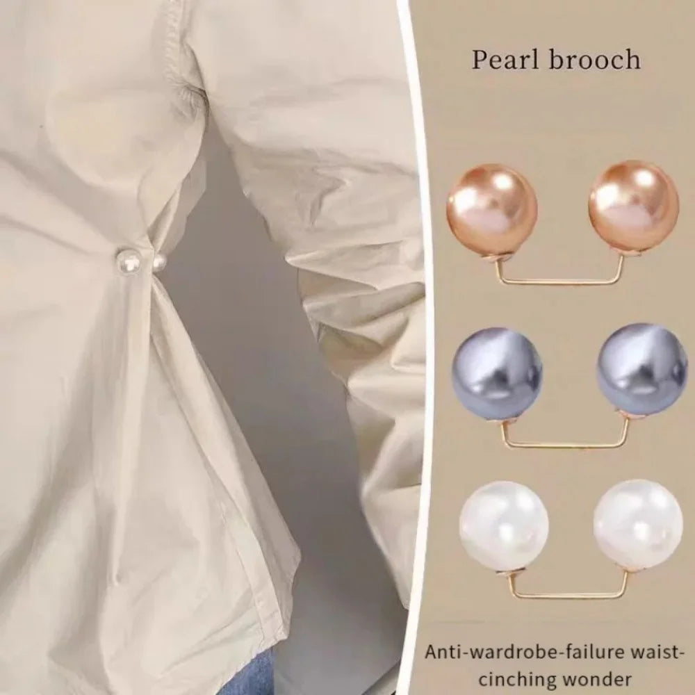 Double Pearl Pin Brooch For Women Clothing Dress Fixed Safety Pin Woman Brooch Accessories Pants Decoration Pearl Jewelry Clip