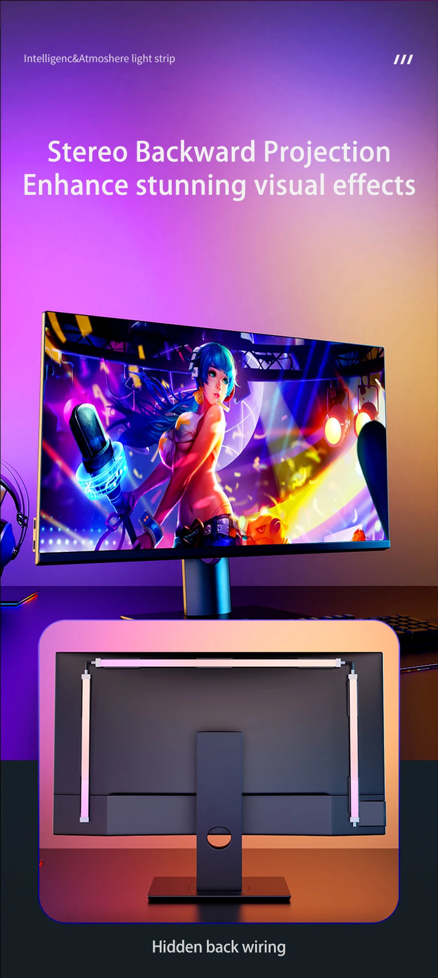 Smart Gaming LED Strip Lights Computer Sync Light Strip Monitor RGB Screen LED Backlight For Gaming Room Atmosphere Decor