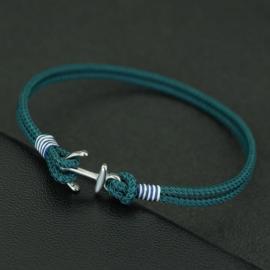 Stylish Men Anchor Bracelet Stainless Steel Selected High Quality 2mm Braided Rope That Does Not Fade Or Deform Pulseria Homme