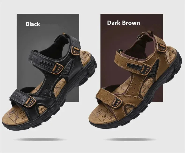 2026 New Genuine Leather Men's Sandals Summer Outdoor Non-slip Hiking Trekking Shoes for Men Beach Slippers Casual Sneakers