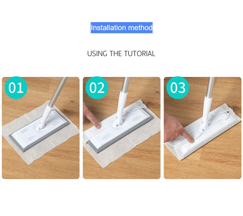100PCS Electrostatic Precipitator Paper Disposable Cloth Mop Replacement Head for Cleaning Pet Hair and Dust