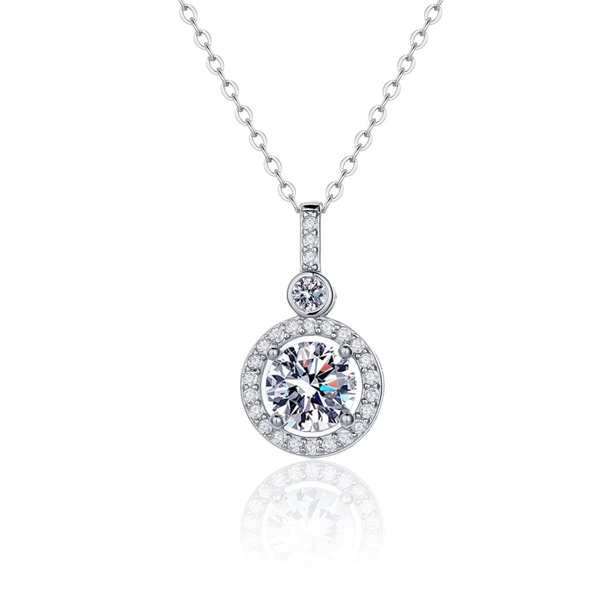 Necklace For Women Sterling S925 Silver With White Gold Plated Lab Diamond Jewelry Wedding Pendant Zircom