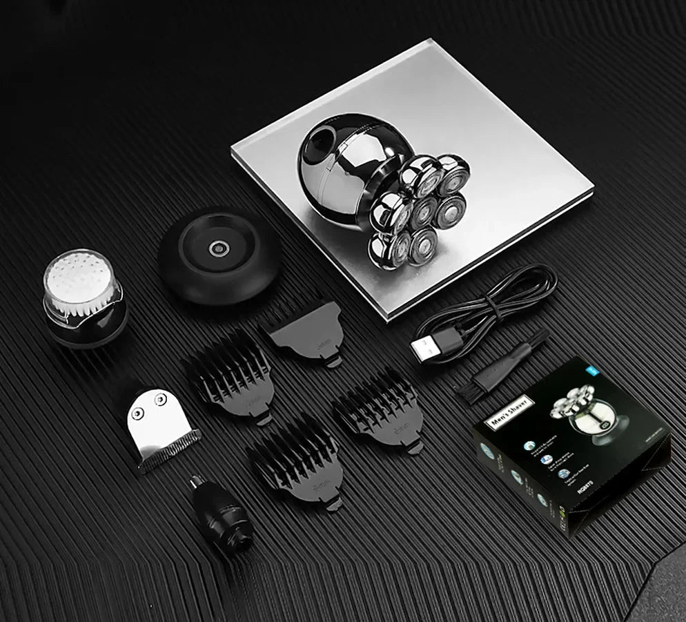 Electric Shaver 7D Floating Cutter Head Base Charging Portable Men's Beard Trimmer Clipper Skull Shaver Waterproof Shaving