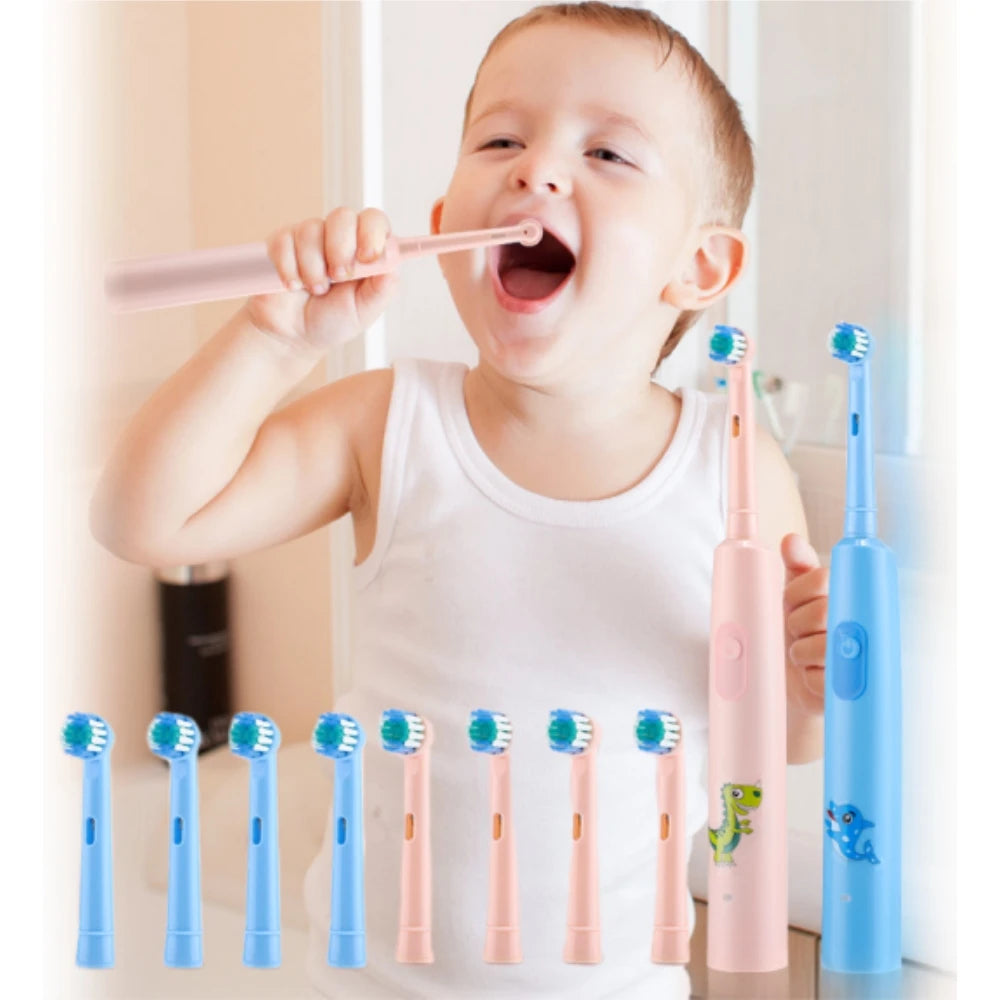 Rechargeable Smart Toothbrush for Children Cleaning Whitening & Massage 3 Modes IP67 Electric Cartoon Toothbrush 2-Min Timer