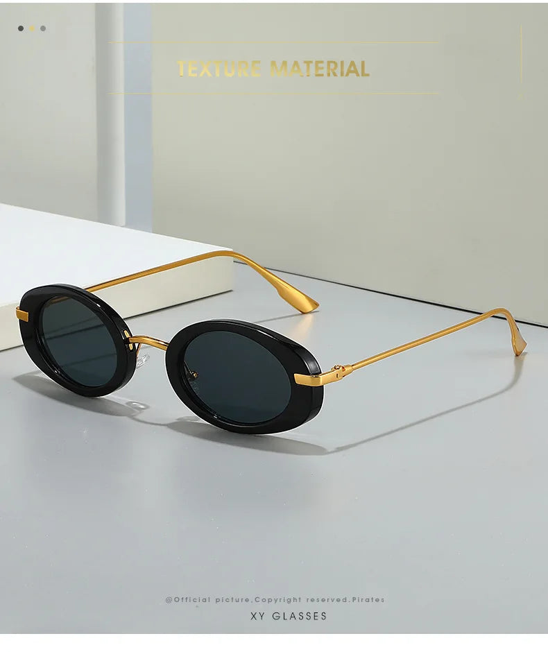 Fashion Small Oval Sunglasses Women Europe Popular Ins Cool Blogger Uv400 Sun Glasses Brand Designer
