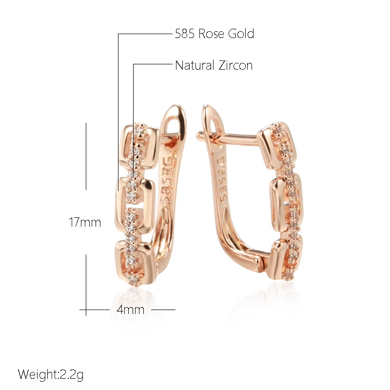JULYDREAM Personality Chain Design Inlay White Zircon Gold Color Earrings for Women Party Wedding Jewelry Fashion Accessories