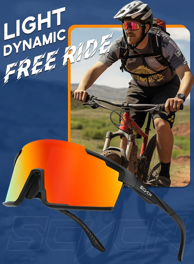 SCVCN MTB Road Bike Sunglasses Sports Glasses Men Women Riding Windproof Goggles UV400 Protection Outdoor Hikng Riding Glasses