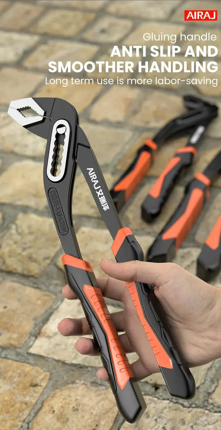 AIRAJ 8/10/12 Inch Multifunctional Adhesive Pump Pliers, Quick Release Water Pipe Pliers, Industrial Grade Electrician Tool