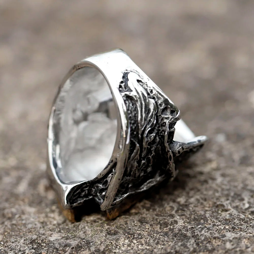2022 New Stainless Steel Lightning Skull Ring For Men Punk Rock Gothic Punk Metal Rock Biker Jewelry Accessories Wholesale