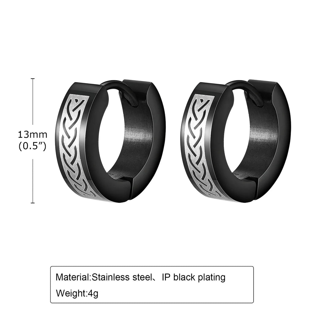 Vnox Cool Celtic Knot Hoop Earrings for Men, Anti Allergy Stainless Steel Round Huggie Earrings Gifts Jewelry,brincos masculinos